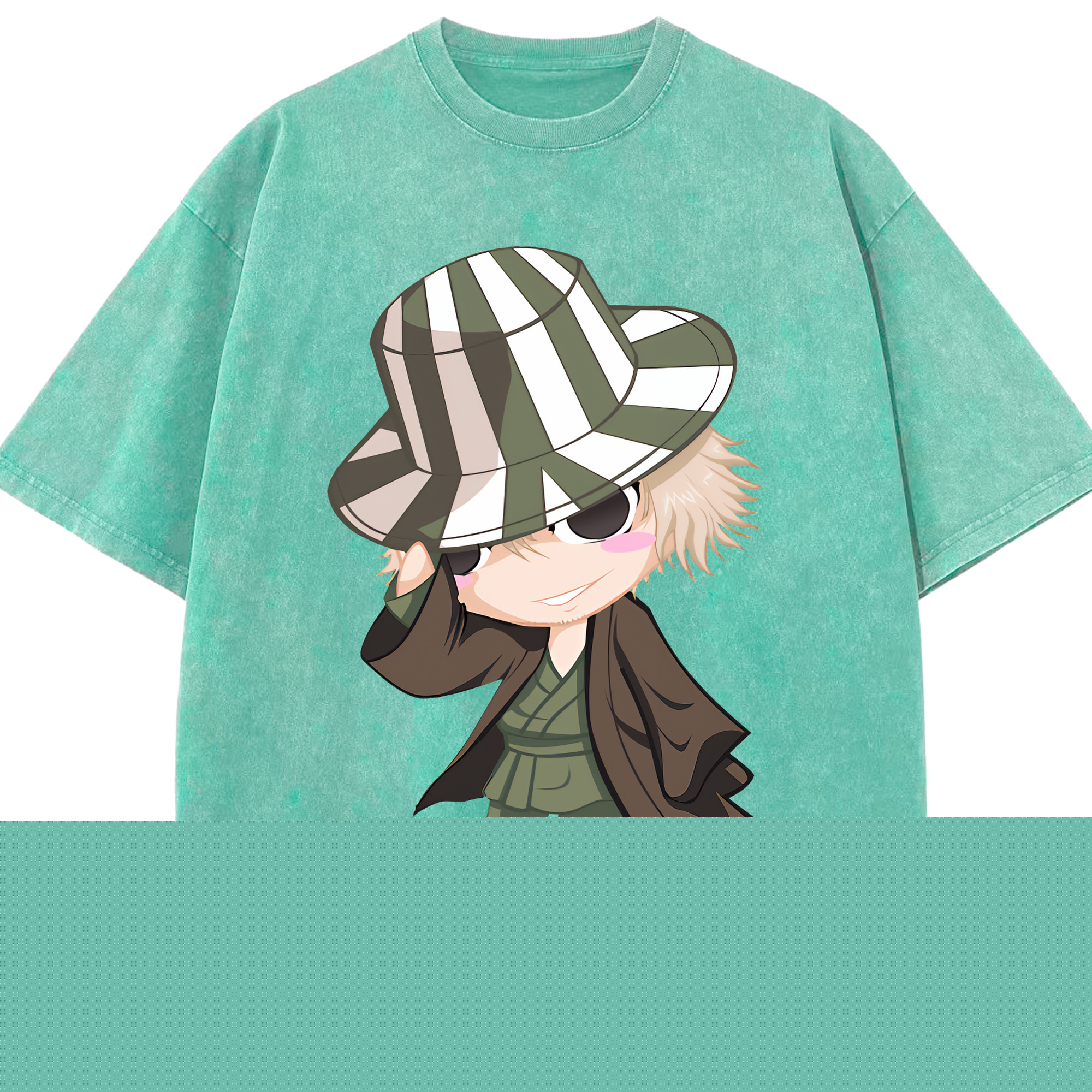 （画像用） "ブリーチ 浦原 喜助（うらはら きすけ） BLEACH Urahara Kisuke " 綿100% ヴィンテージ風 半袖Tシャツ（フロントプリント）